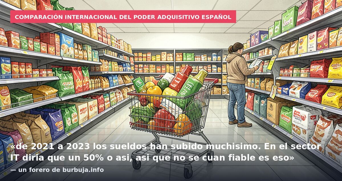 Comparación internacional del poder adquisitivo español: «de 2021 a 2023 los sueldos han subido muchisimo. En el sector IT diria que un 50% o asi, asi que no se cuan fiable es eso» — un forero de burbuja.info