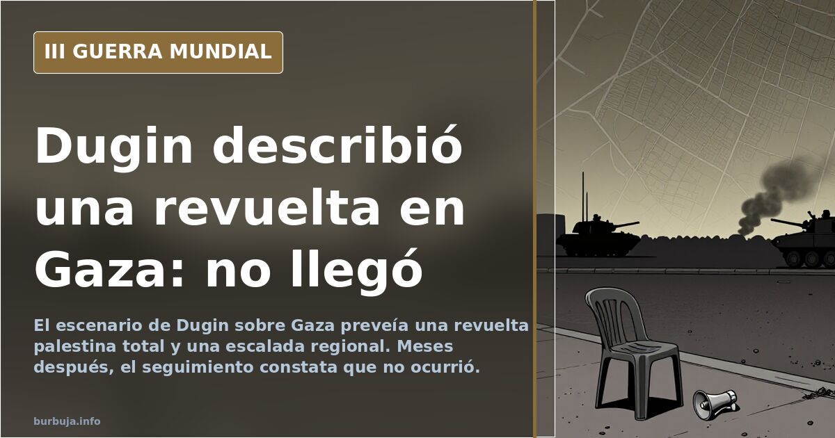 Dugin y su escenario sobre Gaza: la revuelta que no llegó