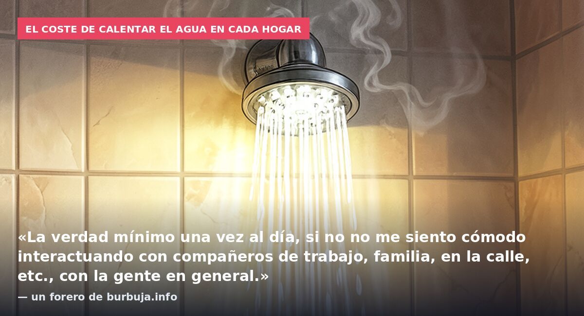 El coste de calentar el agua en cada hogar: «La verdad mínimo una vez al día, si no no me siento cómodo interactuando con compañeros de trabajo, familia, en la calle, etc., con la gente en general.» — un forero de burbuja.info