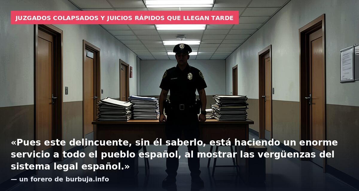 Juzgados colapsados y juicios rápidos que llegan tarde: «Pues este delincuente, sin él saberlo, está haciendo un enorme servicio a todo el pueblo español, al mostrar las vergüenzas del sistema legal español.» — un forero de burbuja.info