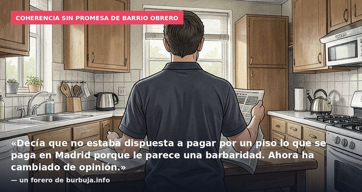 Coherencia sin promesa de barrio obrero: «Decía que no estaba dispuesta a pagar por un piso lo que se paga en Madrid porque le parece una barbaridad. Ahora ha cambiado de opinión.» — un forero de burbuja.info