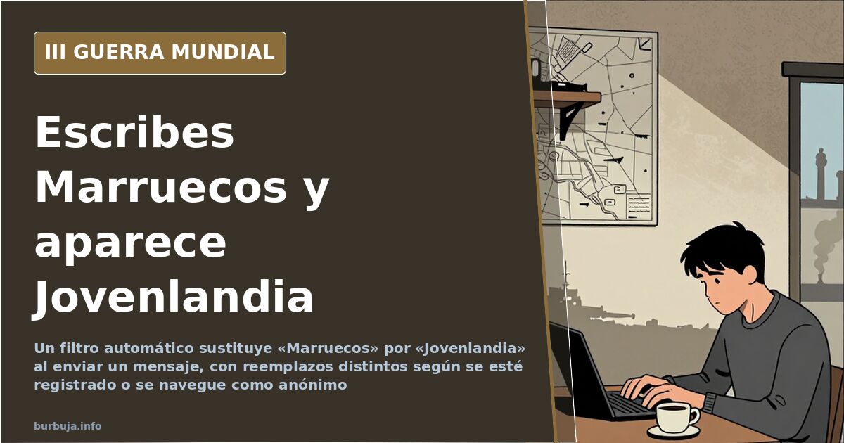 Pantalla de ordenador con un cuadro de texto donde la palabra Marruecos aparece tachada y sustituida por Jovenlandia