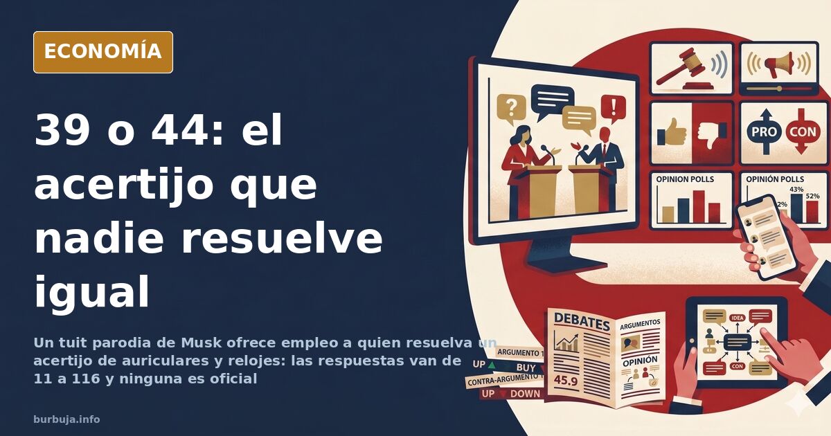Ilustración de un acertijo de ecuaciones con auriculares, un muñeco y un reloj