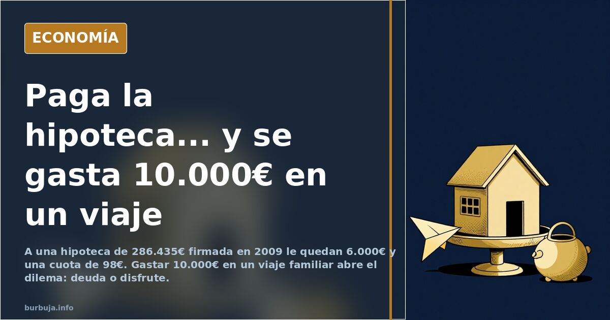 De hipoteca quedan 6.000€; el viaje familiar cuesta 10.000€