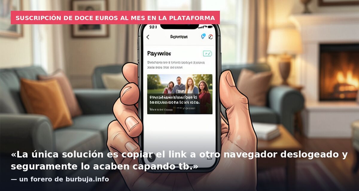 Suscripción de doce euros al mes en la plataforma: «La única solución es copiar el link a otro navegador deslogeado y seguramente lo acaben capando tb.» — un forero de burbuja.info