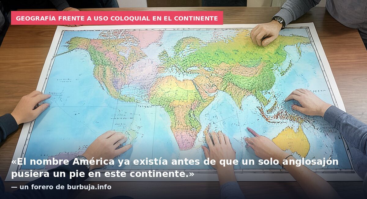 Geografía frente a uso coloquial en el continente: «El nombre América ya existía antes de que un solo anglosajón pusiera un pie en este continente.» — un forero de burbuja.info