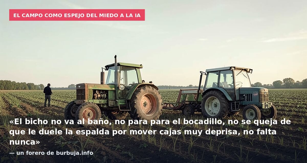 El campo como espejo del miedo a la IA: «El bicho no va al baño, no para para el bocadillo, no se queja de que le duele la espalda por mover cajas muy deprisa, no falta nunca» — un forero de burbuja.info