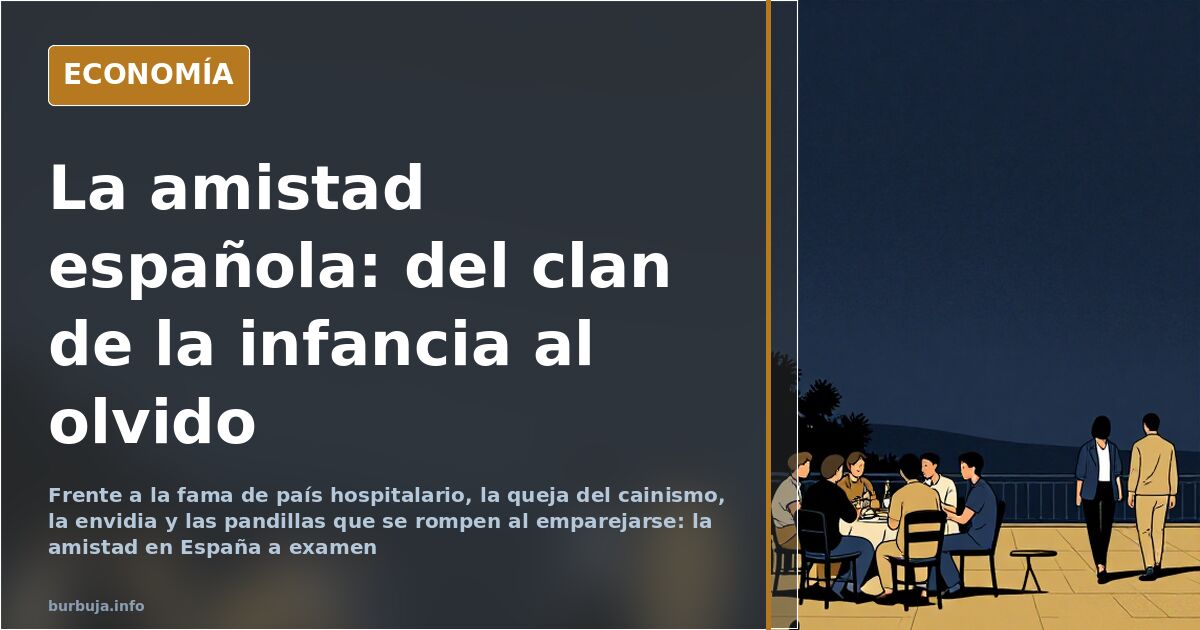 Ilustración editorial de un grupo de amigos que se deshace cuando uno echa pareja, reflejo del desprecio a la amistad en Espa