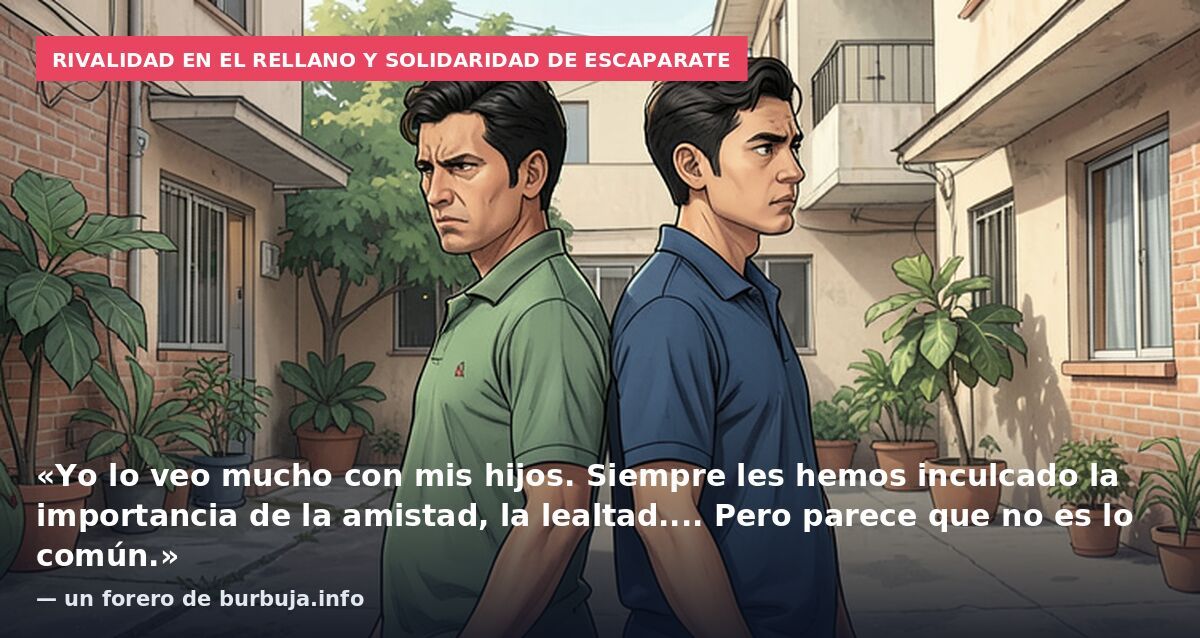 Rivalidad en el rellano y solidaridad de escaparate: «Yo lo veo mucho con mis hijos. Siempre les hemos inculcado la importancia de la amistad, la lealtad.... Pero parece que no es lo común.» — un forero de burbuja.info