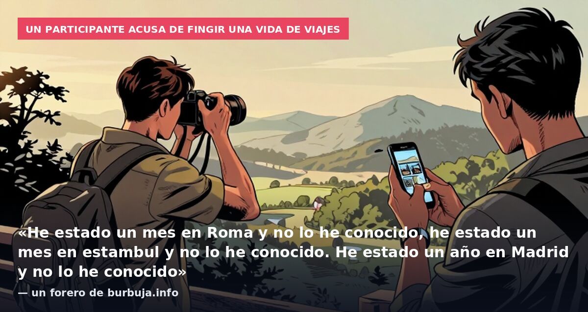 Un participante acusa de fingir una vida de viajes: «He estado un mes en Roma y no lo he conocido, he estado un mes en estambul y no lo he conocido. He estado un año en Madrid y no lo he conocido» — un forero de burbuja.info