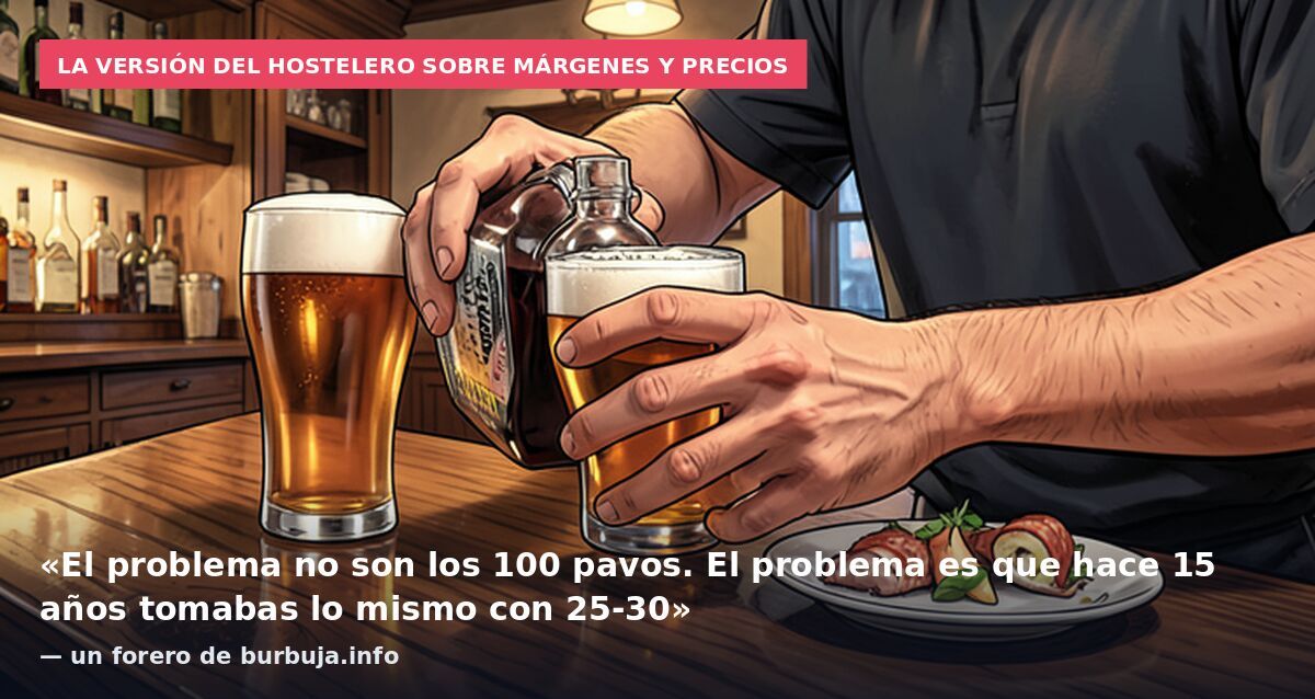La versión del hostelero sobre márgenes y precios: «El problema no son los 100 pavos. El problema es que hace 15 años tomabas lo mismo con 25-30» — un forero de burbuja.info