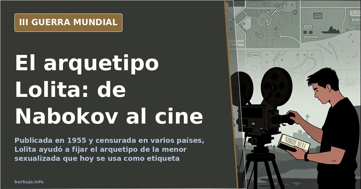Ilustración desaturada de una carretera con un coche clásico y la silueta de una adolescente, el arquetipo Lolita en el cine