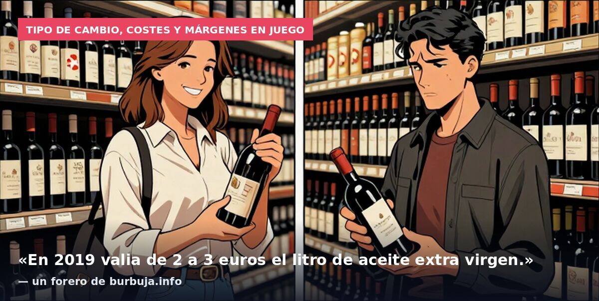 Tipo de cambio, costes y márgenes en juego: «En 2019 valia de 2 a 3 euros el litro de aceite extra virgen.» — un forero de burbuja.info