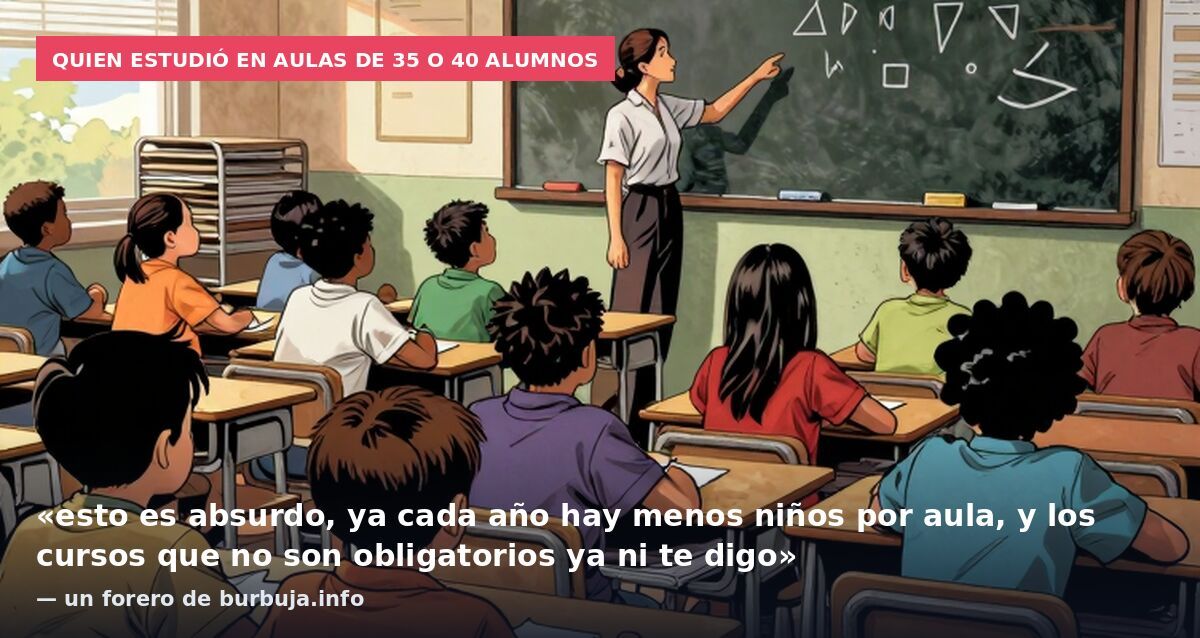Quien estudió en aulas de 35 o 40 alumnos: «esto es absurdo, ya cada año hay menos niños por aula, y los cursos que no son obligatorios ya ni te digo» — un forero de burbuja.info