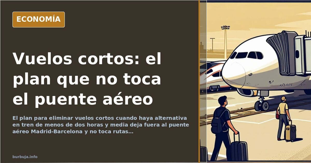Ilustración editorial de un avión y un tren de alta velocidad compitiendo en una ruta peninsular española