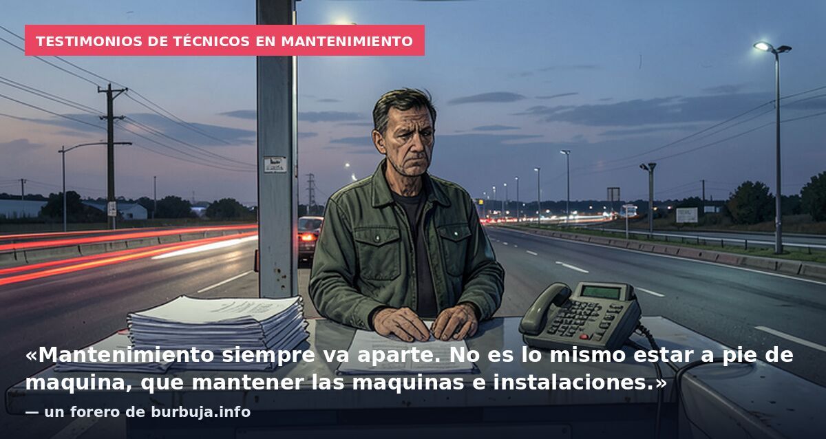 Testimonios de técnicos en mantenimiento: «Mantenimiento siempre va aparte. No es lo mismo estar a pie de maquina, que mantener las maquinas e instalaciones.» — un forero de burbuja.info