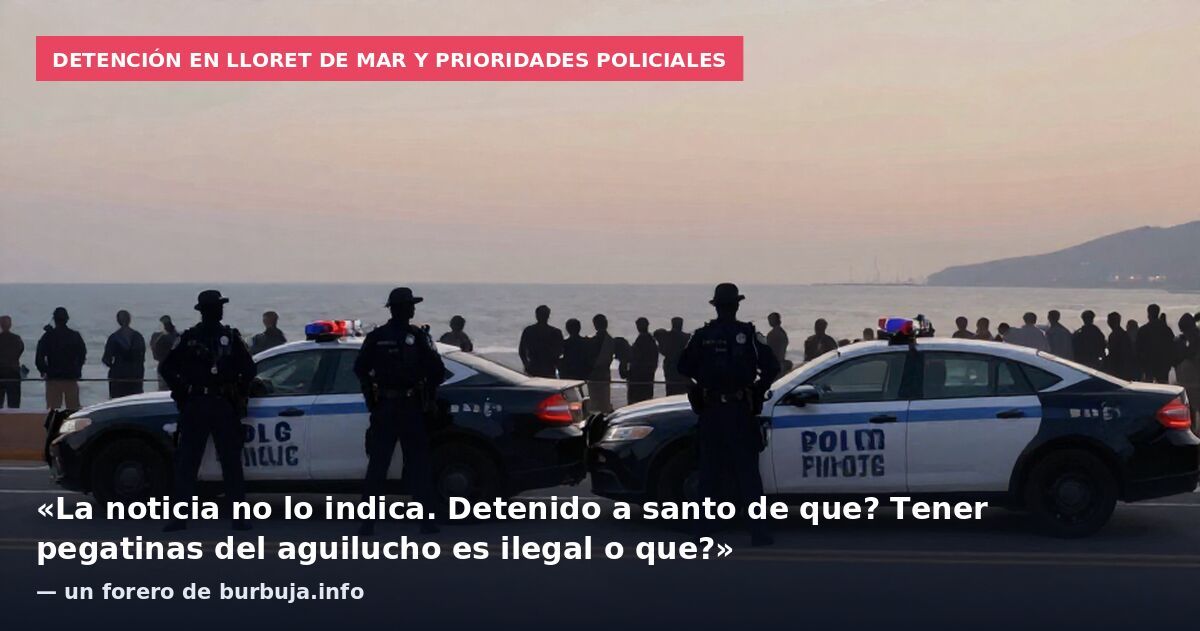 Detención en Lloret de Mar y prioridades policiales: «La noticia no lo indica. Detenido a santo de que? Tener pegatinas del aguilucho es ilegal o que?» — un forero de burbuja.info