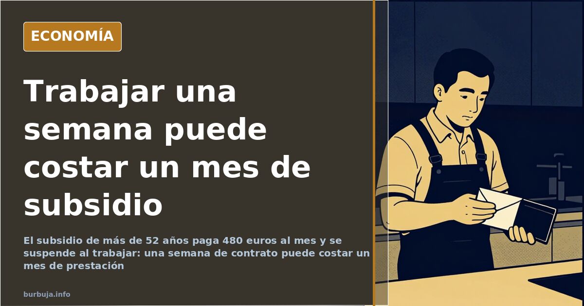 Carta de resolución del SEPE sobre el subsidio de desempleo para mayores de 52 años junto a documentos de solicitud