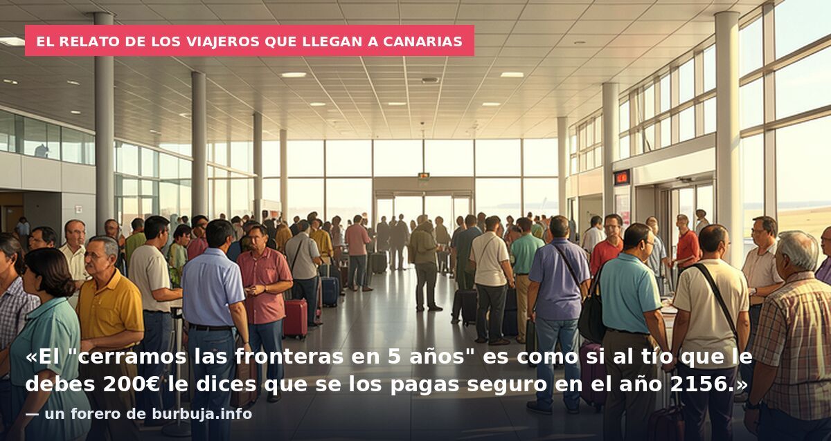 El relato de los viajeros que llegan a Canarias: «El "cerramos las fronteras en 5 años" es como si al tío que le debes 200€ le dices que se los pagas seguro en el año 2156.» — un forero de burbuja.info