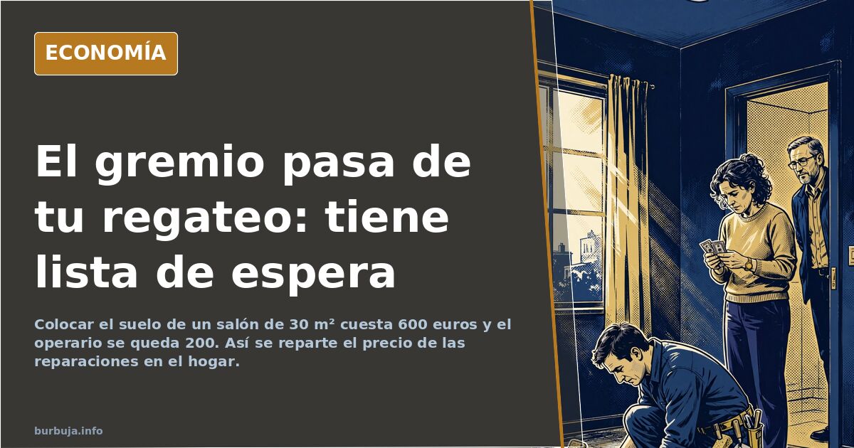 Herramientas de fontanería, una calculadora y un presupuesto de reparación sobre una mesa, en ilustración editorial azul mari