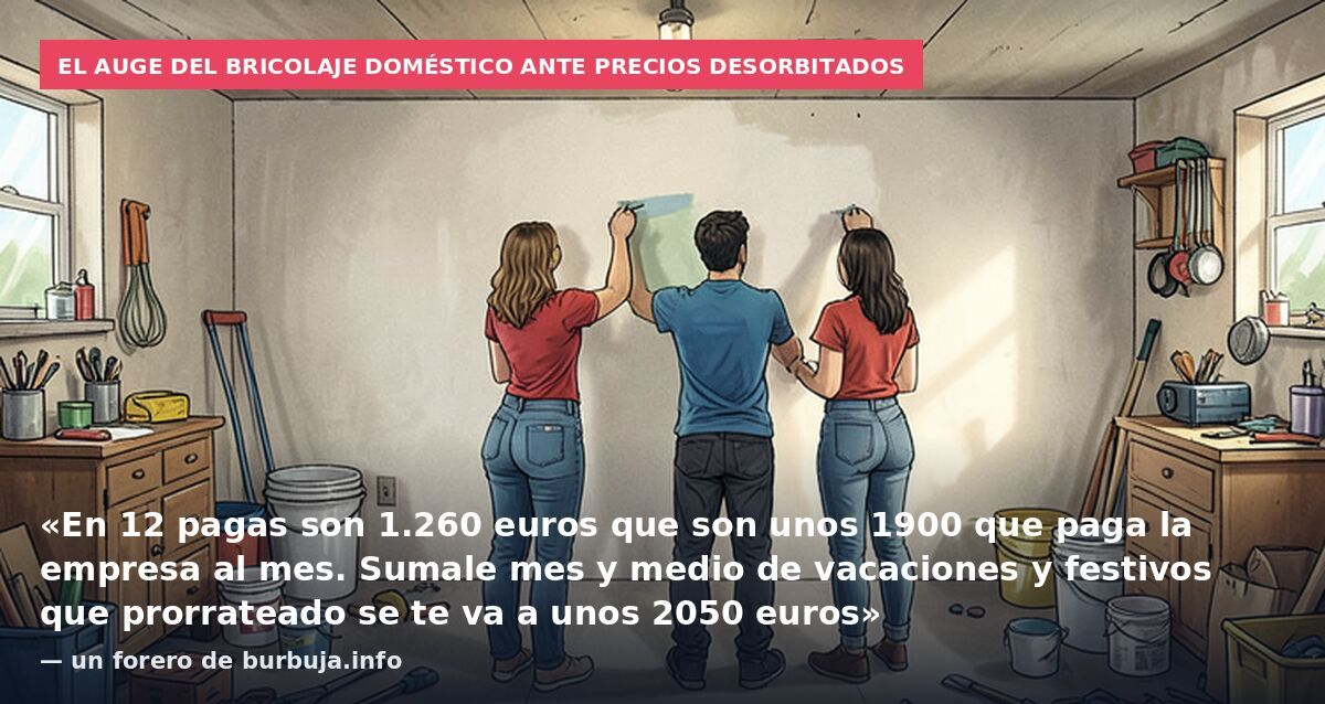 El auge del bricolaje doméstico ante precios desorbitados: «En 12 pagas son 1.260 euros que son unos 1900 que paga la empresa al mes. Sumale mes y medio de vacaciones y festivos que prorrateado se te va a unos 2050 euros» — un forero de burbuja.info