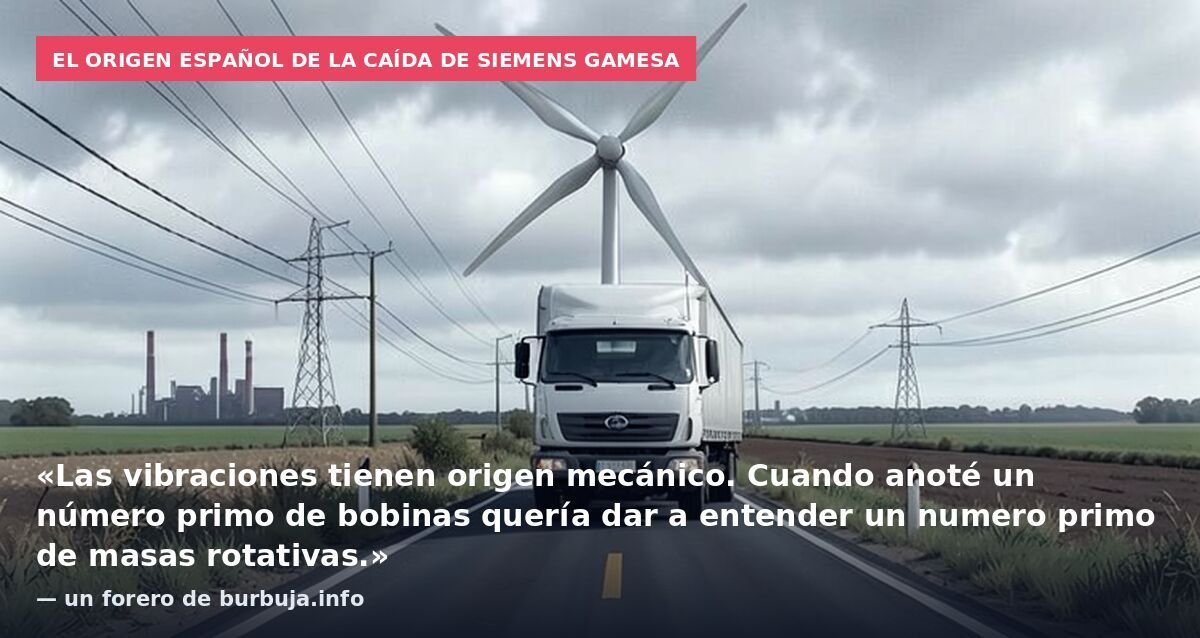El origen español de la caída de Siemens Gamesa: «Las vibraciones tienen origen mecánico. Cuando anoté un número primo de bobinas quería dar a entender un numero primo de masas rotativas.» — un forero de burbuja.info