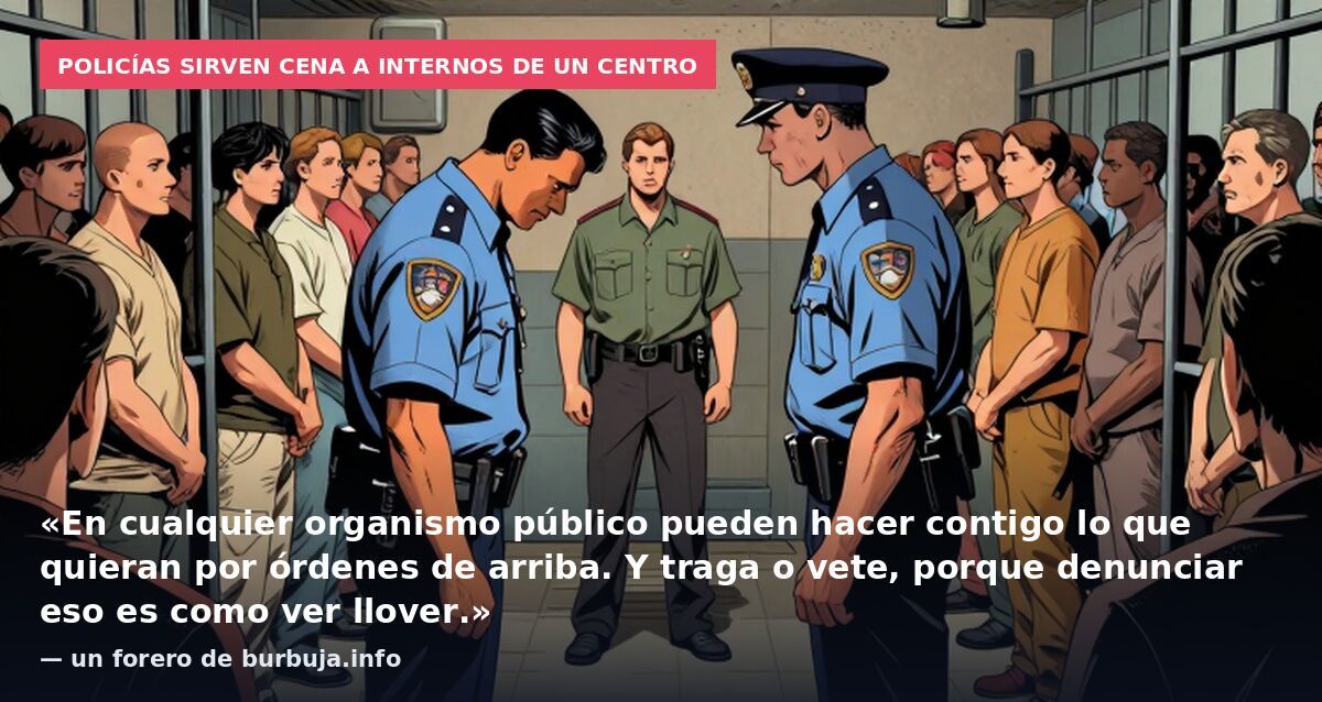 Policías sirven cena a internos de un centro: «En cualquier organismo público pueden hacer contigo lo que quieran por órdenes de arriba. Y traga o vete, porque denunciar eso es como ver llover.» — un forero de burbuja.info