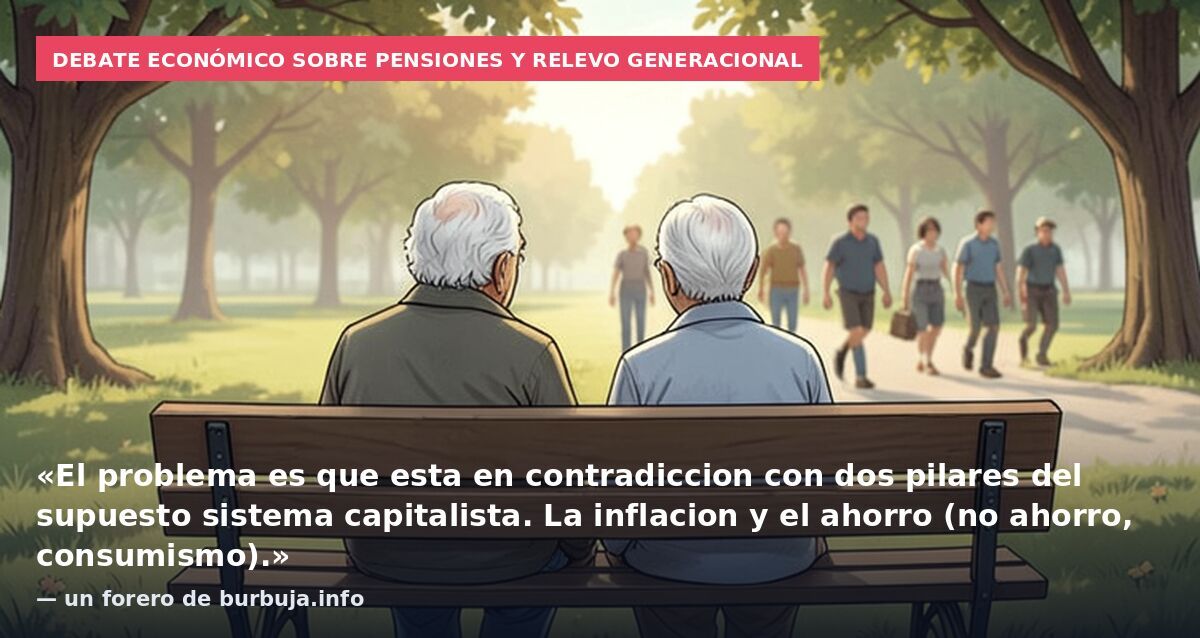 Debate económico sobre pensiones y relevo generacional: «El problema es que esta en contradiccion con dos pilares del supuesto sistema capitalista. La inflacion y el ahorro (no ahorro, consumismo).» — un forero de burbuja.info