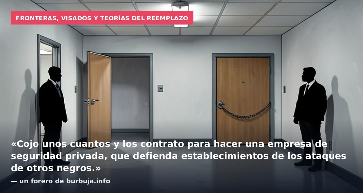 Fronteras, visados y teorías del reemplazo: «Cojo unos cuantos y los contrato para hacer una empresa de seguridad privada, que defienda establecimientos de los ataques de otros negros.» — un forero de burbuja.info
