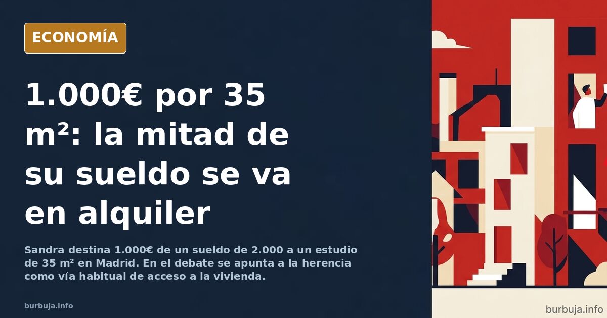 Ilustración editorial de un pequeño estudio urbano con una nómina y una llave sobre la mesa, símbolo del alquiler en Madrid