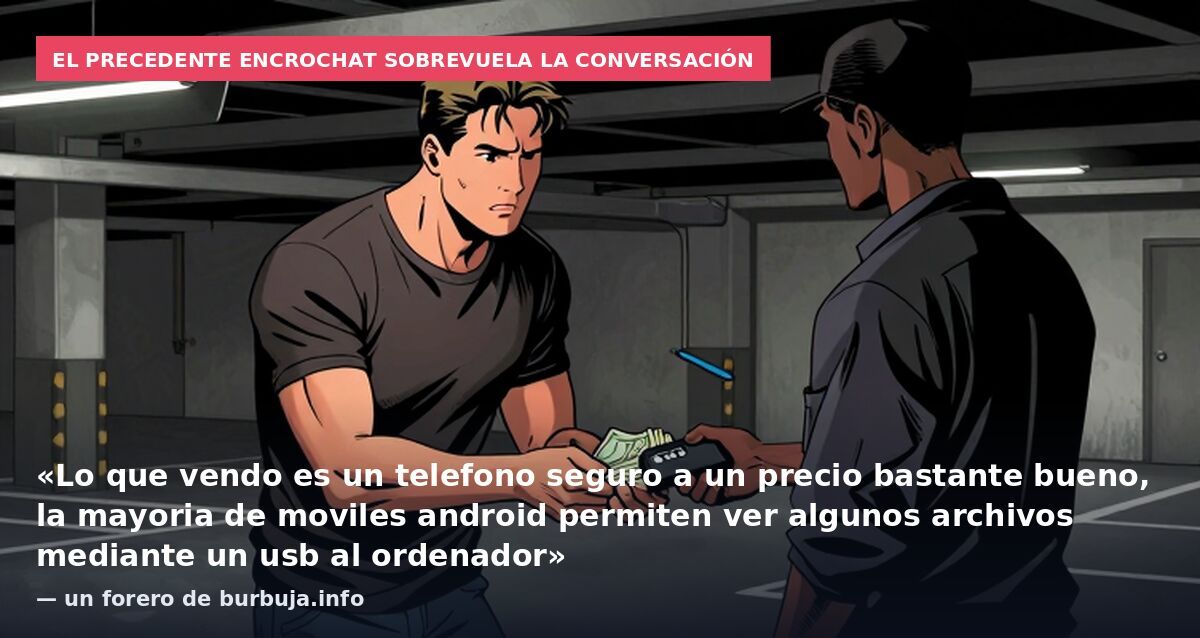 El precedente Encrochat sobrevuela la conversación: «Lo que vendo es un telefono seguro a un precio bastante bueno, la mayoria de moviles android permiten ver algunos archivos mediante un usb al ordenador» — un forero de burbuja.info