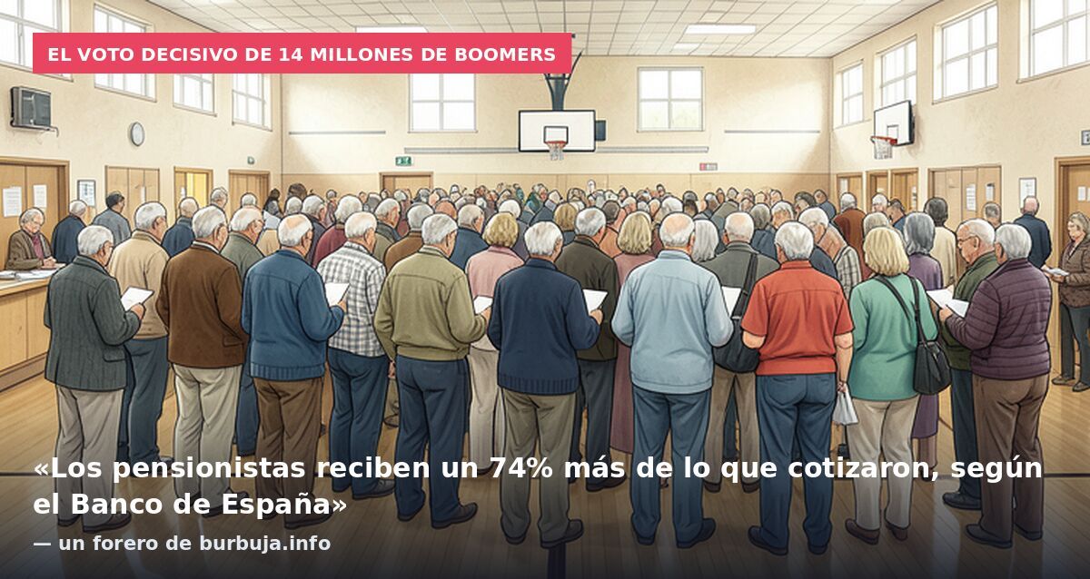 El voto decisivo de 14 millones de boomers: «Los pensionistas reciben un 74% más de lo que cotizaron, según el Banco de España» — un forero de burbuja.info