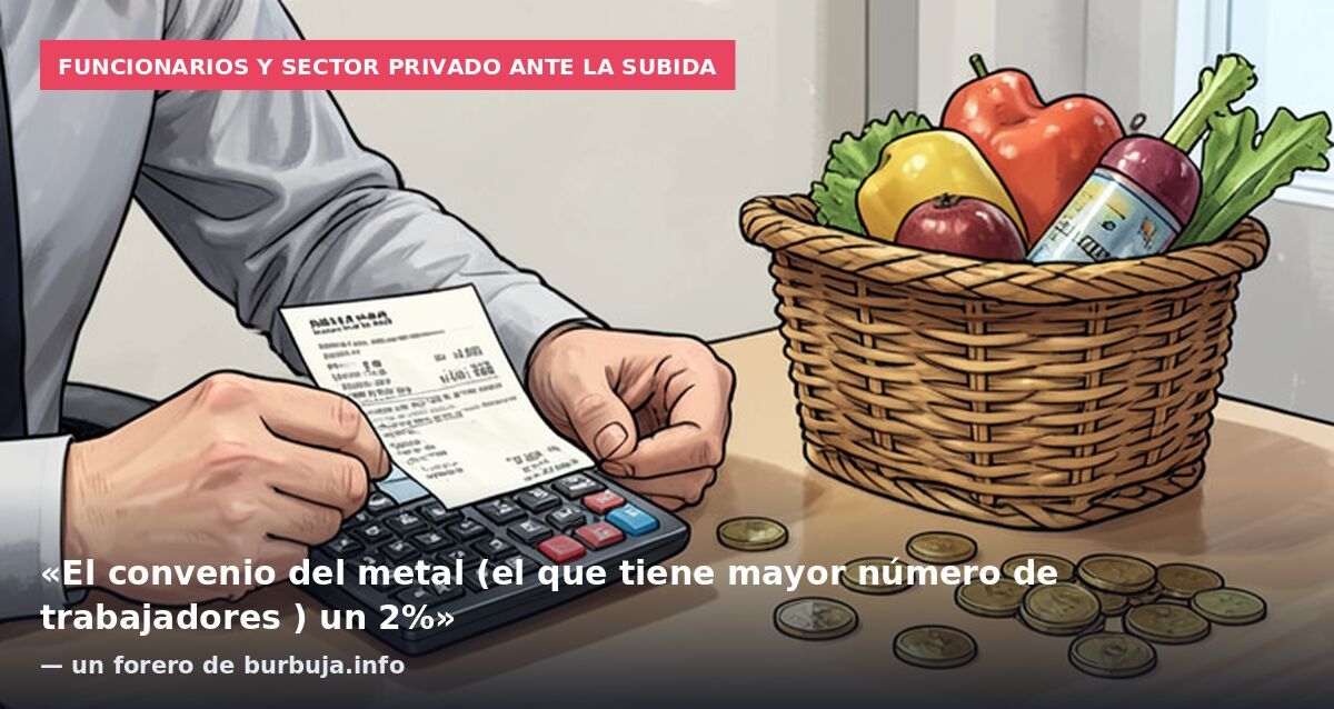 Funcionarios y sector privado ante la subida: «El convenio del metal (el que tiene mayor número de trabajadores ) un 2%» — un forero de burbuja.info