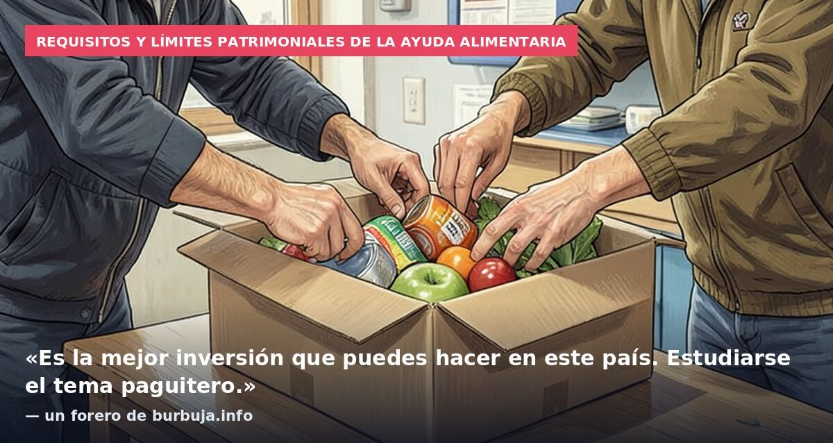Requisitos y límites patrimoniales de la ayuda alimentaria: «Es la mejor inversión que puedes hacer en este país. Estudiarse el tema paguitero.» — un forero de burbuja.info