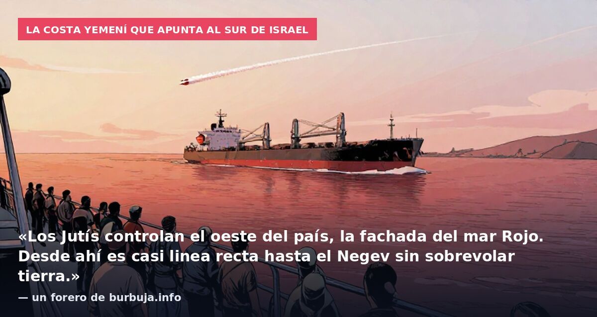 La costa yemení que apunta al sur de Israel: «Los Jutís controlan el oeste del país, la fachada del mar Rojo. Desde ahí es casi linea recta hasta el Negev sin sobrevolar tierra.» — un forero de burbuja.info