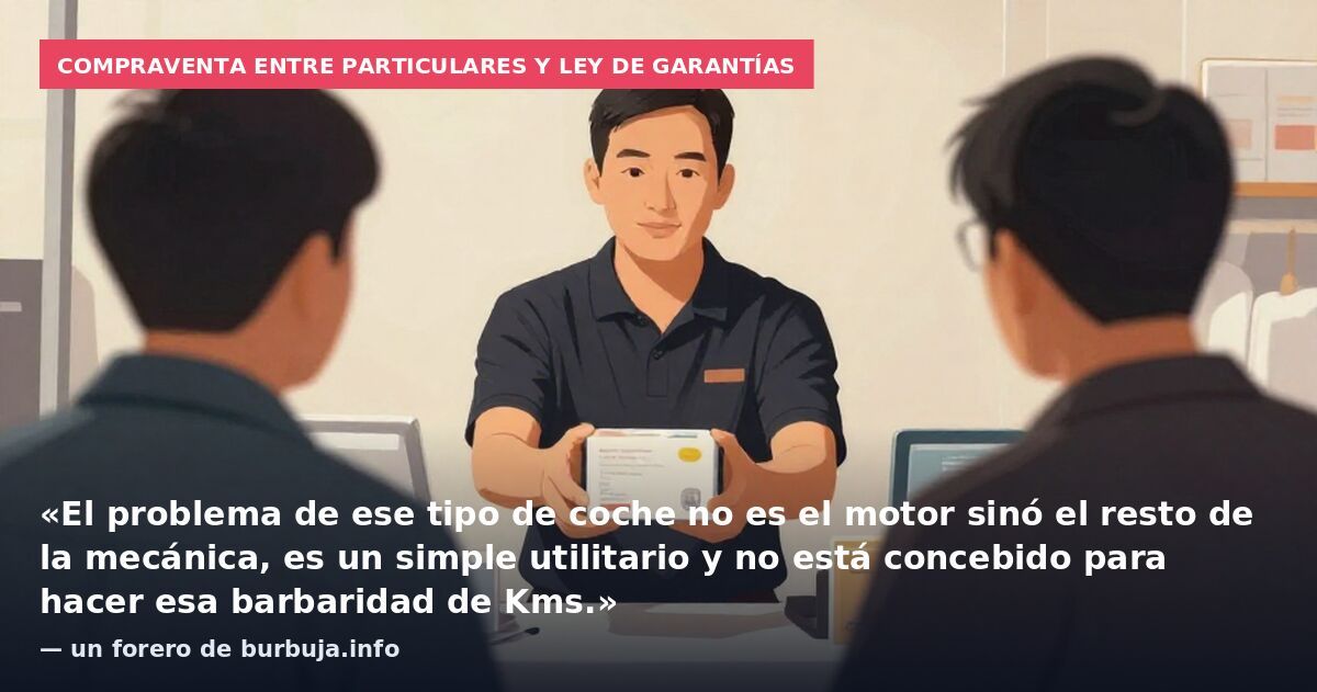 Compraventa entre particulares y ley de garantías: «El problema de ese tipo de coche no es el motor sinó el resto de la mecánica, es un simple utilitario y no está concebido para hacer esa barbaridad de Kms.» — un forero de burbuja.info