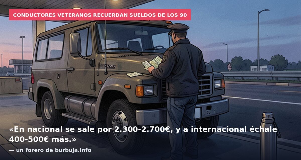 Conductores veteranos recuerdan sueldos de los 90: «En nacional se sale por 2.300-2.700€, y a internacional échale 400-500€ más.» — un forero de burbuja.info