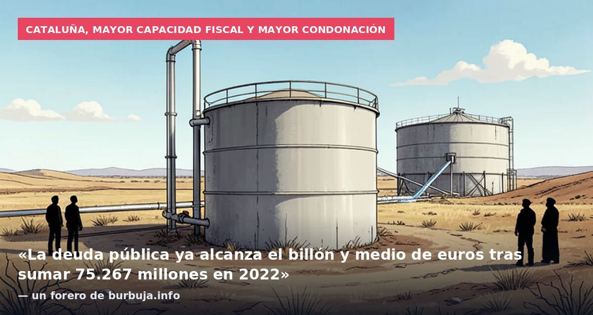Cataluña, mayor capacidad fiscal y mayor condonación: «La deuda pública ya alcanza el billón y medio de euros tras sumar 75.267 millones en 2022» — un forero de burbuja.info