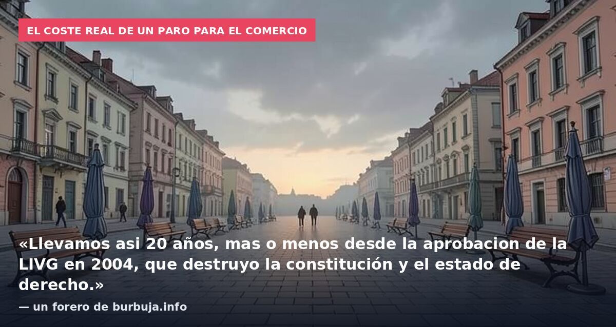 El coste real de un paro para el comercio: «Llevamos asi 20 años, mas o menos desde la aprobacion de la LIVG en 2004, que destruyo la constitución y el estado de derecho.» — un forero de burbuja.info