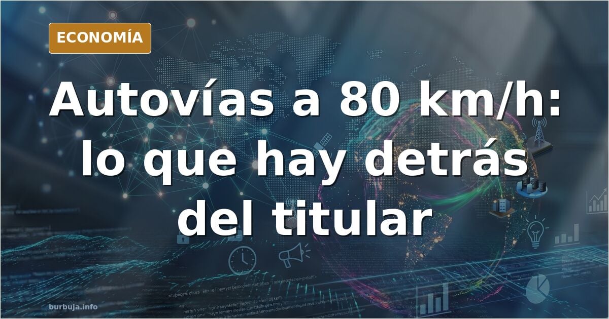 Señal de tráfico con el límite de 80 km/h ante una autovía con tráfico denso en hora punta
