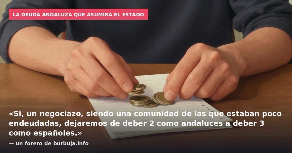 La deuda andaluza que asumirá el Estado: «Si, un negociazo, siendo una comunidad de las que estaban poco endeudadas, dejaremos de deber 2 como andaluces a deber 3 como españoles.» — un forero de burbuja.info