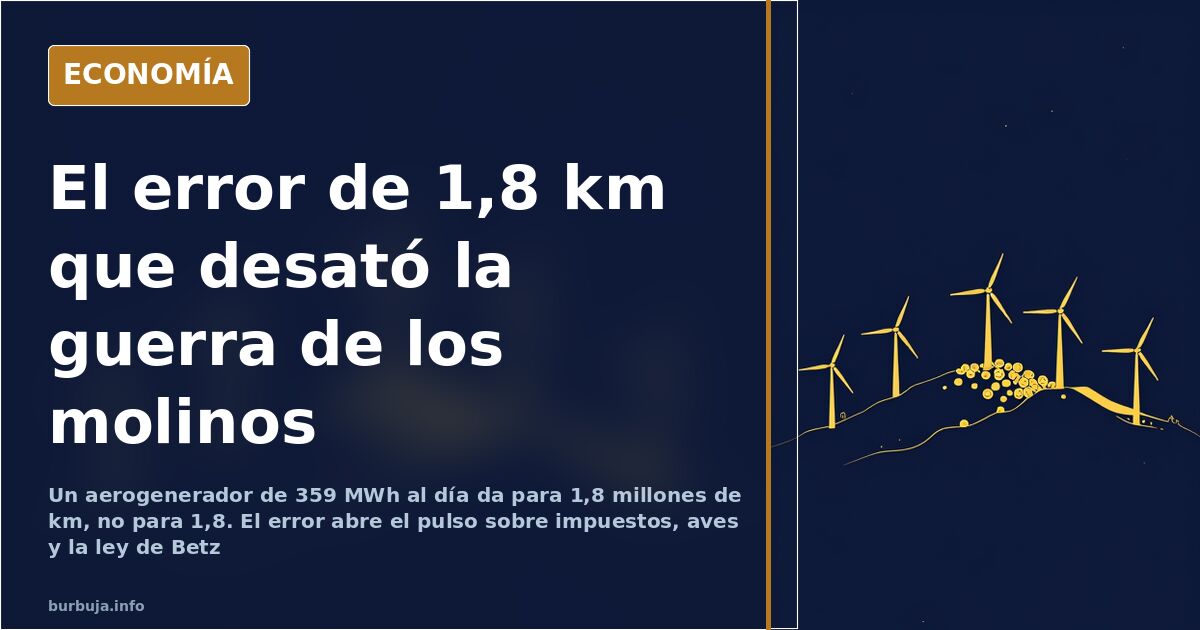 Aerogeneradores alineados sobre la cresta de una sierra, con las palas recortadas contra un cielo despejado