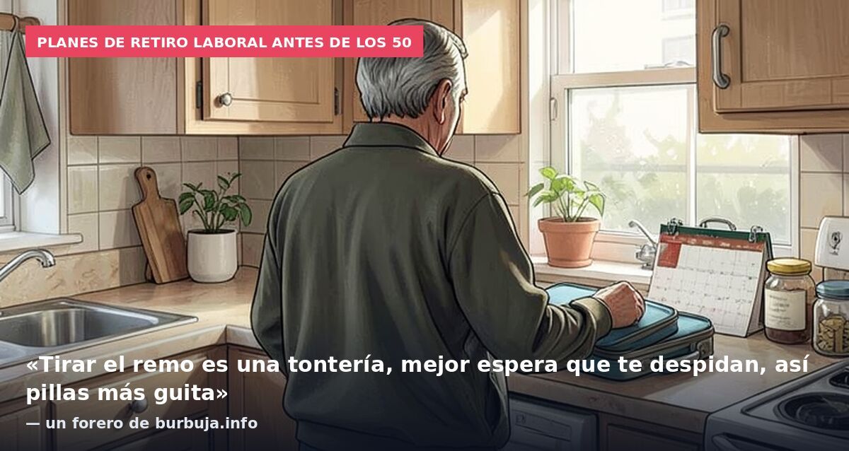 Planes de retiro laboral antes de los 50: «Tirar el remo es una tontería, mejor espera que te despidan, así pillas más guita» — un forero de burbuja.info