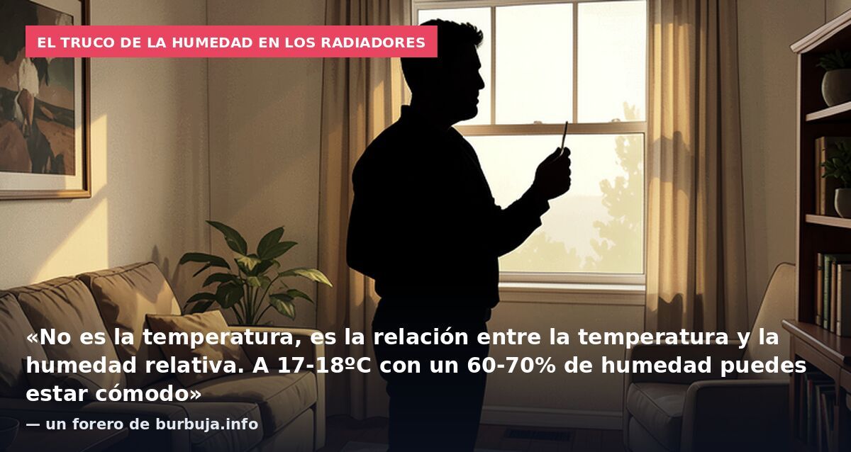 El truco de la humedad en los radiadores: «No es la temperatura, es la relación entre la temperatura y la humedad relativa. A 17-18ºC con un 60-70% de humedad puedes estar cómodo» — un forero de burbuja.info