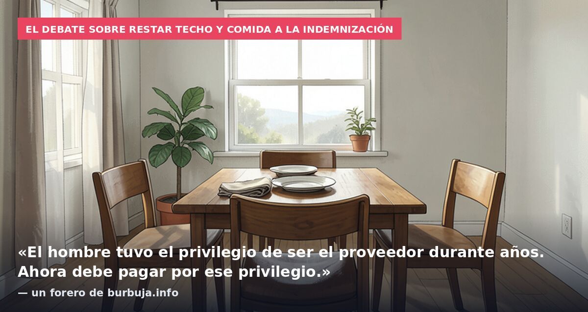 El debate sobre restar techo y comida a la indemnización: «El hombre tuvo el privilegio de ser el proveedor durante años. Ahora debe pagar por ese privilegio.» — un forero de burbuja.info