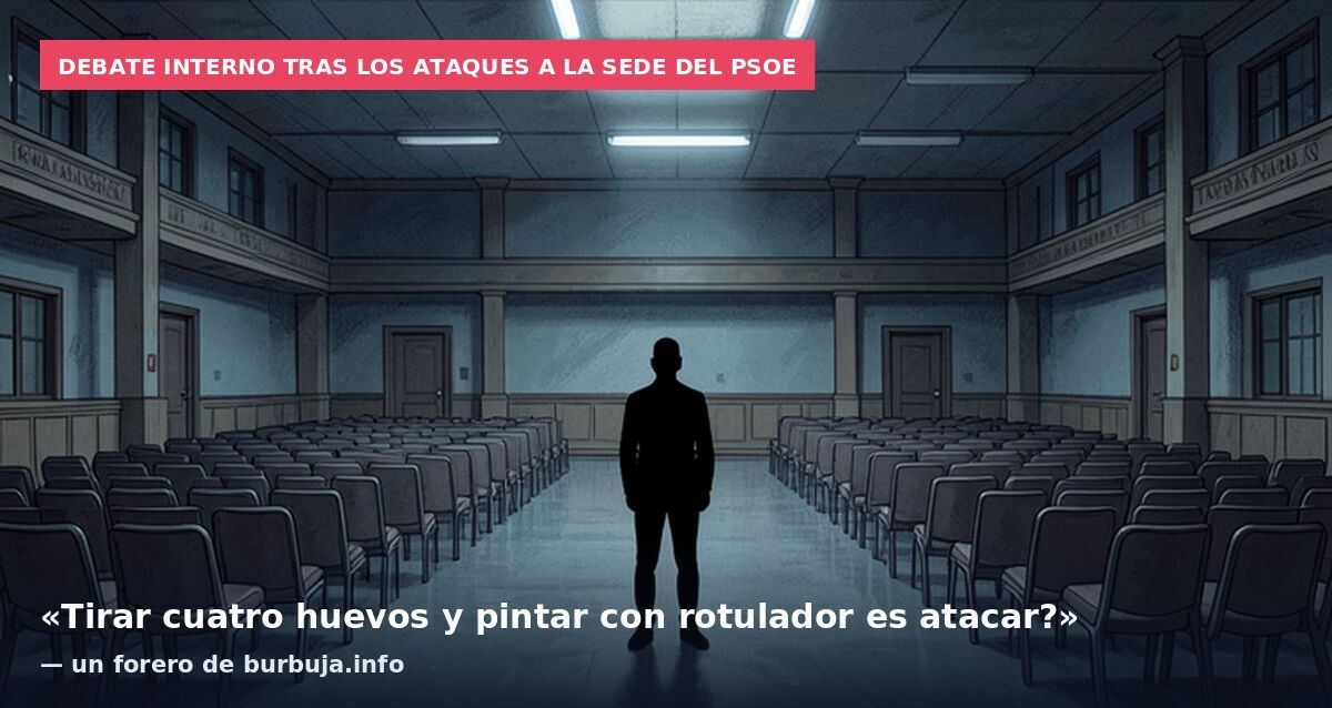 Debate interno tras los ataques a la sede del PSOE: «Tirar cuatro huevos y pintar con rotulador es atacar?» — un forero de burbuja.info