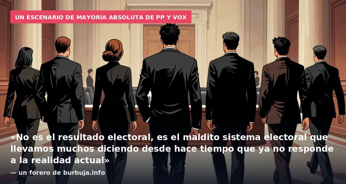 Un escenario de mayoría absoluta de PP y Vox: «No es el resultado electoral, es el maldito sistema electoral que llevamos muchos diciendo desde hace tiempo que ya no responde a la realidad actual» — un forero de burbuja.info