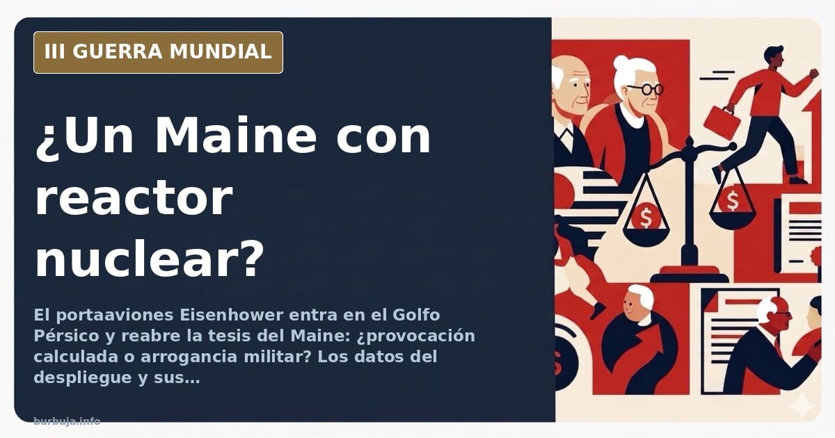 Portaaviones estadounidense cruzando un canal estrecho hacia el Golfo Pérsico con mapa de la zona y estelas de buques de esco