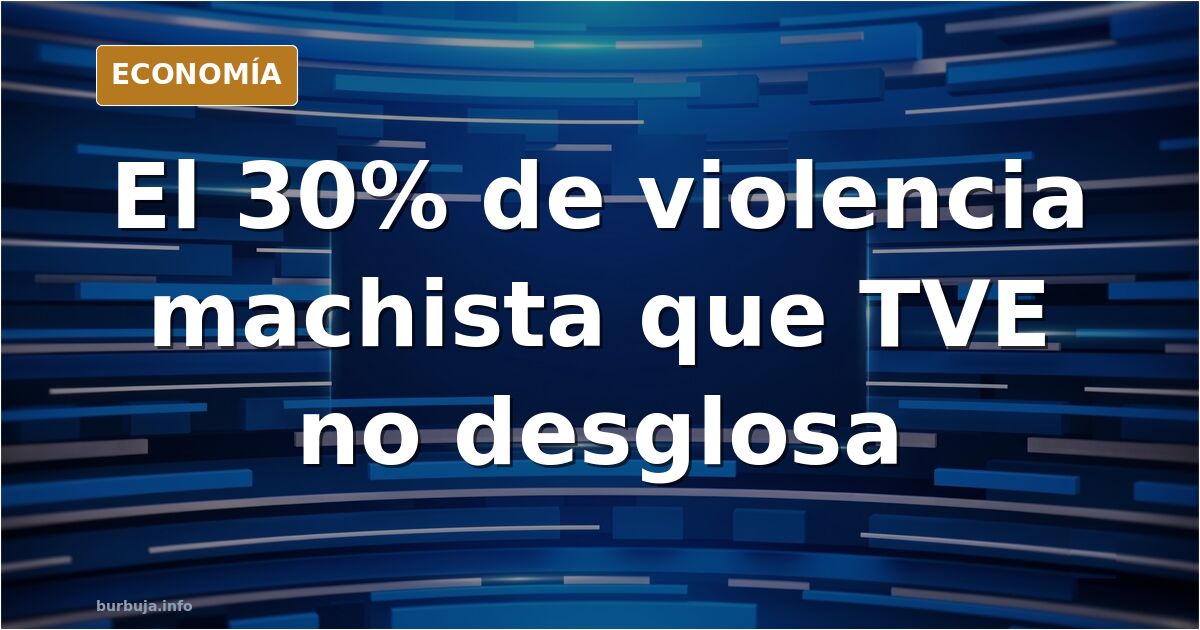 Pantalla de televisión con un gráfico de barras sobre violencia machista y el porcentaje 30% destacado en primer plano