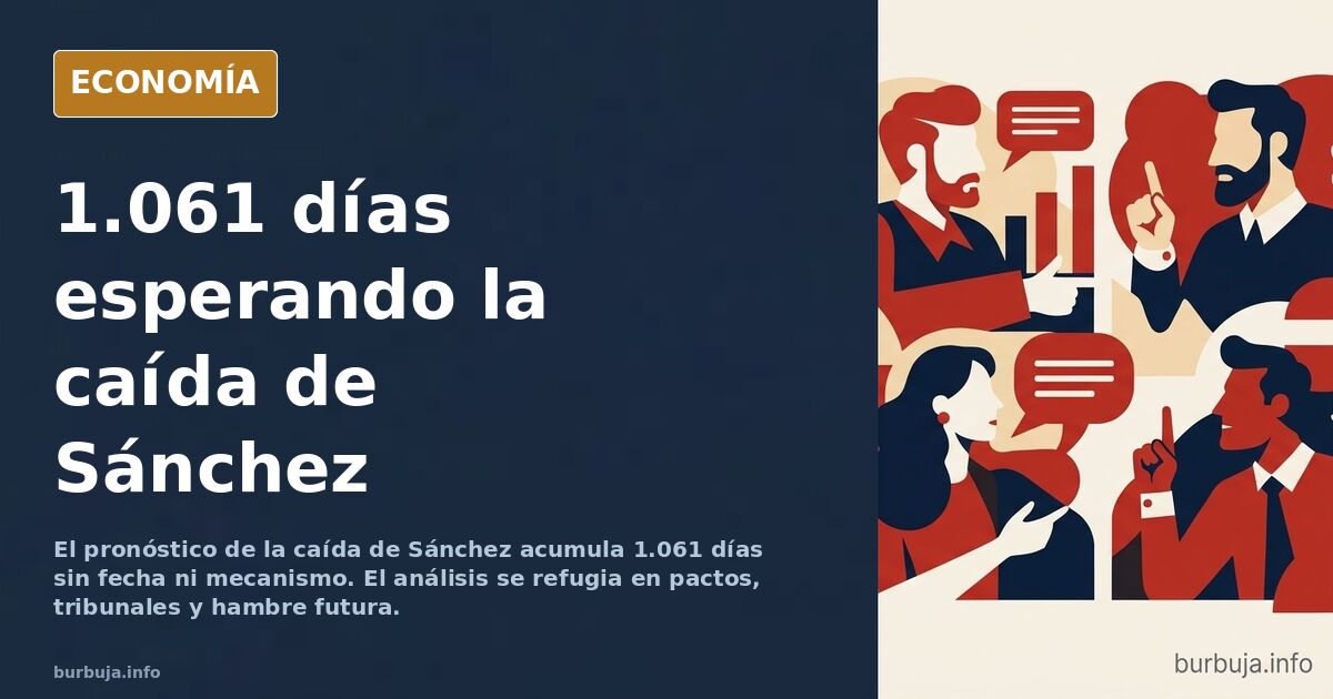 Ilustración editorial de un reloj de arena dorado sobre fondo azul marino con siluetas de edificios institucionales